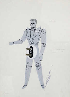 Эрте (Тыртов Роман Петрович). Лот из двух эскизов костюмов «Жених и невеста 3000» для кабаре Les Folies Pigalle